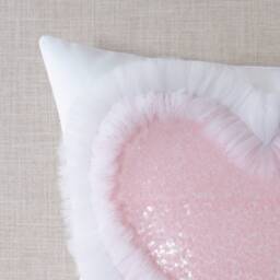 Pink Sequin Unicorn Heart Pillow - Made To Order 18x18, 20x20 - thumbnail 2