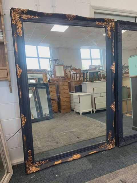 Huge French Louis Ornate 7Ft X 5Ft Mirror Painted Navy Copper Leaf Gilding - image 1