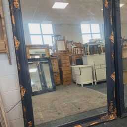 Huge French Louis Ornate 7Ft X 5Ft Mirror Painted Navy Copper Leaf Gilding - thumbnail 2