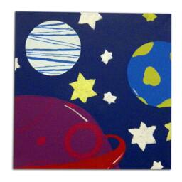 Kids Space Art Canvases X 3, Painting, Boys Wall Decor, Room, Nursery Gift - thumbnail 3