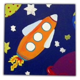 Kids Space Art Canvases X 3, Painting, Boys Wall Decor, Room, Nursery Gift - thumbnail 2