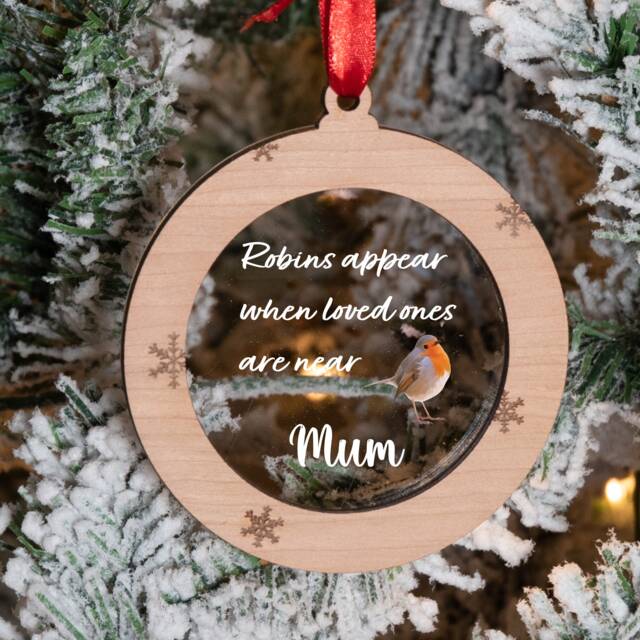 Personalised Christmas Robin Memorial Tree Decoration - in Memory Ornament - image 1