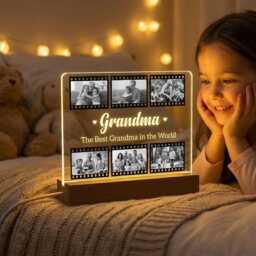 Custom Photo Night Light, Grandma's Lamp, Nana's Birthday Gift, Mom's Keepsake Glow, Memorial Gift - thumbnail 1