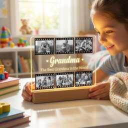 Custom Photo Night Light, Grandma's Lamp, Nana's Birthday Gift, Mom's Keepsake Glow, Memorial Gift - thumbnail 3