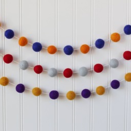 Graduation Garland - Dorm Room Decor College Dorm Felt Ball Back To School Team Spirit Pride - thumbnail 2