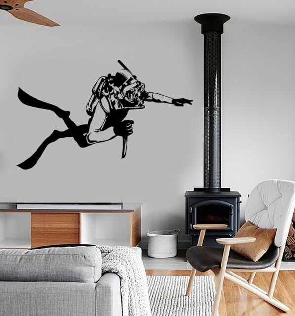 Wall Vinyl Navy Diver Saboteur Guaranteed Quality Decal Mural Art 1634Dz - image 1