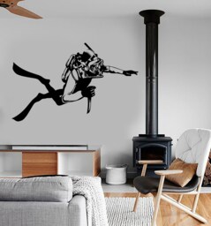 Wall Vinyl Navy Diver Saboteur Guaranteed Quality Decal Mural Art 1634Dz - thumbnail 1