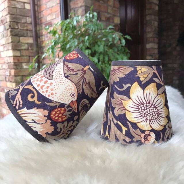 William Morris Strawberry Thief Grape - Handmade Candle Clip Lampshade For Wall Lights/Chandeliers - image 1