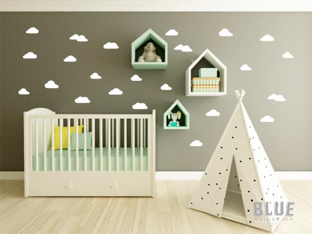 Mini Cloud Decals, Decal Set, Wall Nursery Decals - image 1
