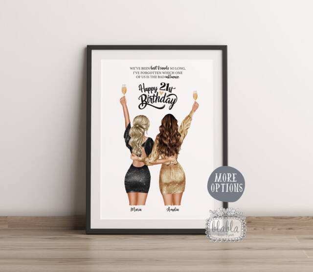 21st Birthday Gift, Friend Best Wall Art, Personalised Gift - image 1