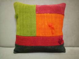 Patchwork Kilim Pillow 16 X16 Inches Multicolor Perde Kilim Pillow Cover Sofa Home Decor Design - thumbnail 1