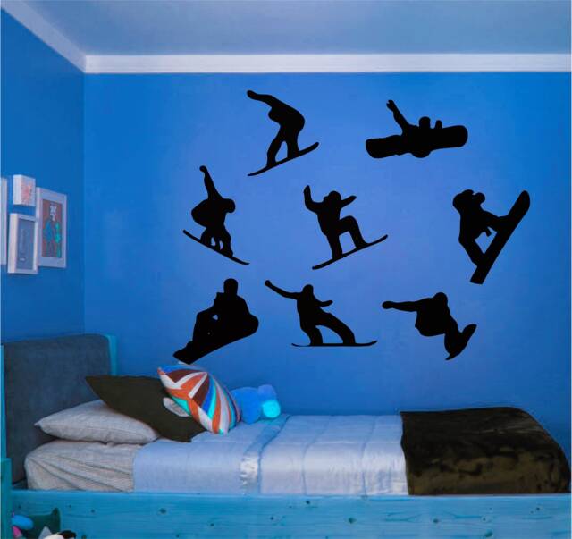 Eight Snow Boarders Sticker, Vinyl Wall Art Sticker, Transfer, Mural, Stencil, Easy To Apply, Instructions Included, Matt Finish - image 1