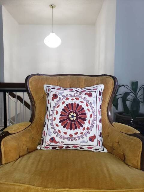 Suzani Pillow Case, Cushion Cover, Embroidered Crocheted Pillow, Handmade - image 1