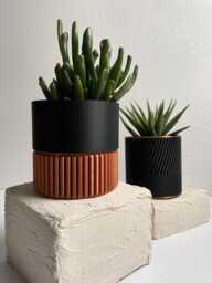 Indoor Planter - Patterned Pot Black & Copper House Plants - thumbnail 1