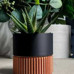 Indoor Planter - Patterned Pot Black & Copper House Plants - thumbnail 4