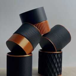 Indoor Planter - Patterned Pot Black & Copper House Plants - thumbnail 3