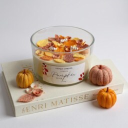 3 Wick Large Autumn Fall Candle, Pumpkin Spice Scented Candle, Fall Table Decor, Hygge Candle Gift For Her, Pumpkin Home Decor, Autumn Leaves - thumbnail 2
