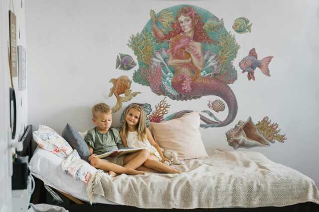 Mermaid Cartoon World Wall Stickers For Baby Room, Vivid Children's Room Decor, Fantastic Decal Kids Self Adhesive - image 1