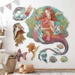 Mermaid Cartoon World Wall Stickers For Baby Room, Vivid Children's Room Decor, Fantastic Decal Kids Self Adhesive - thumbnail 2