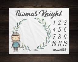 Fairy Tale Milestone Blanket Monthly Growth Tracker Soft Baby Shower Gift Newborn Watch Me Grow Boy Knight New Mom - thumbnail 1