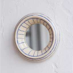 Wall Mirror Ceramic Small Wall Round Vanity Funky Art Sculpture, Beach House Decor - thumbnail 1