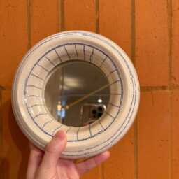 Wall Mirror Ceramic Small Wall Round Vanity Funky Art Sculpture, Beach House Decor - thumbnail 4