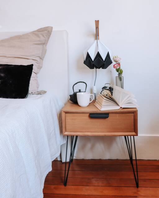 Origami Wall Lighting Fixture - Wooden Bracket With Paper Pendant Light - image 1