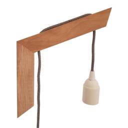Origami Wall Lighting Fixture - Wooden Bracket With Paper Pendant Light - thumbnail 4