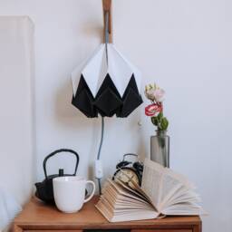 Origami Wall Lighting Fixture - Wooden Bracket With Paper Pendant Light - thumbnail 2