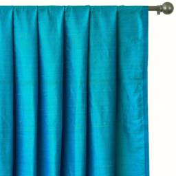 Ocean Blue Silk Dupioni Curtain Panels - Rod Pocket, Grommet, Box Pleat, Three Pinch Tab Top & Plain Ring Top