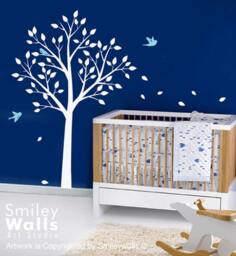 Tree Wall Decal Birds Today On Sale Nursery Kids Room Decal Baby Room Decor Birds - thumbnail 1