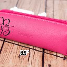 Personalized Leather Pencil Case, Custom Laser Engraved Makeup Bag - thumbnail 2