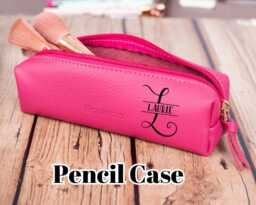 Personalized Leather Pencil Case, Custom Laser Engraved Makeup Bag - thumbnail 1