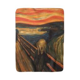 "The Scream, Sherpa Fleece Blanket, Vintage, Antique Painting, Edvard Munch, 1893, 50""x60" - thumbnail 1