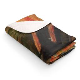 "The Scream, Sherpa Fleece Blanket, Vintage, Antique Painting, Edvard Munch, 1893, 50""x60" - thumbnail 2
