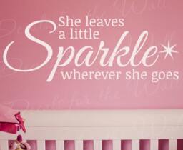 She Leaves A Little Sparkle Wall Decal Quote Vinyl Sticker Art Girls Room Q19 - thumbnail 1
