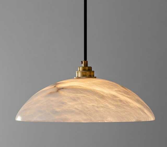 Mid Century Alabaster Ceiling Light - Modern Flush Mount Lighting Brass & Stone Fixture Luxury Lamp Handcrafted Alabaste - image 1
