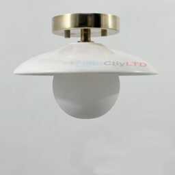 Mid Century Alabaster Flush Mount Marble Light , Raw Brass Sputnik Ceiling Light, Chandelier - thumbnail 2
