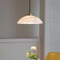 Mid Century Alabaster Ceiling Light - Modern Flush Mount Lighting Brass & Stone Fixture Luxury Lamp Handcrafted Alabaste - thumbnail 2
