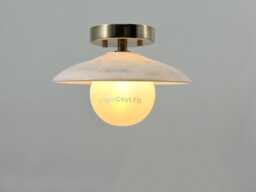 Mid Century Alabaster Flush Mount Marble Light , Raw Brass Sputnik Ceiling Light, Chandelier