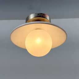Mid Century Alabaster Flush Mount Marble Light , Raw Brass Sputnik Ceiling Light, Chandelier - thumbnail 4