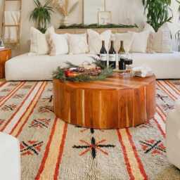 Beige Moroccan Berber Rug With Black Striped Pattern, Handmade Wool Shag Rug, Tribal Style Carpet, 9x12 Living Room - thumbnail 3