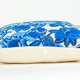 Blue Floral Pillow Cover, Designer Duralee Fabric, Linen Blend - thumbnail 3
