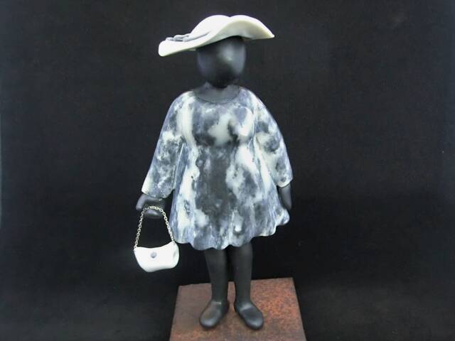 Sold/ Miss Sculpture From Soapstone & Polymere Clay/ On Metal Platform - image 1