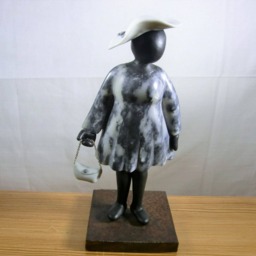 Sold/ Miss Sculpture From Soapstone & Polymere Clay/ On Metal Platform - thumbnail 2