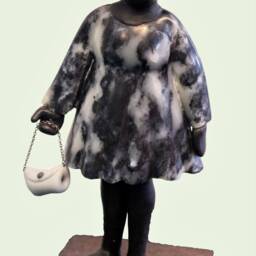 Sold/ Miss Sculpture From Soapstone & Polymere Clay/ On Metal Platform - thumbnail 3