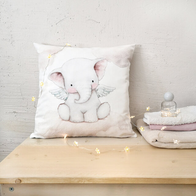 "Nursery Pillow Cover ""Flying Elephant" - image 1