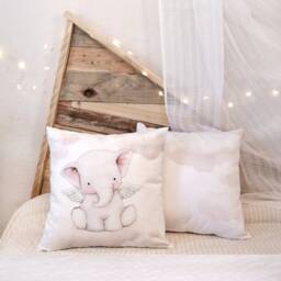 "Nursery Pillow Cover ""Flying Elephant" - thumbnail 3
