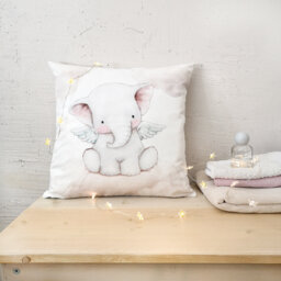 "Nursery Pillow Cover ""Flying Elephant" - thumbnail 1