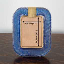 Twisted Glass Photo Frame Blue Gold Murano Brass Details, Handmade in Venice, Italy - thumbnail 2